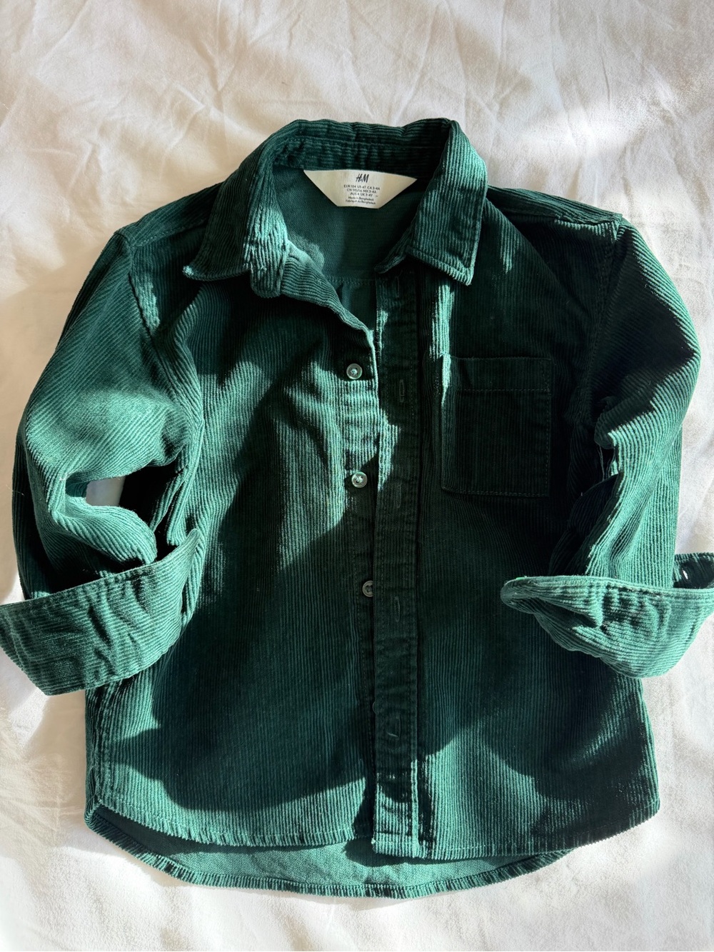 H&M Kids Green Corduroy Button-Up Shirt, size 4T